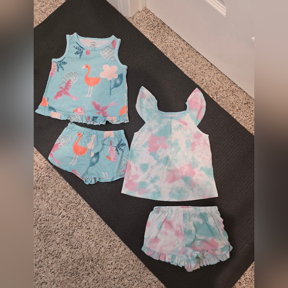 Carters Flamingo and Tie-Dye 3T pajama Sets